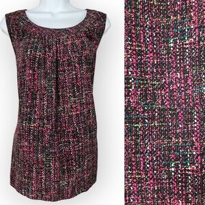 Talbots pink black & green digital print blouse top Womens Medium